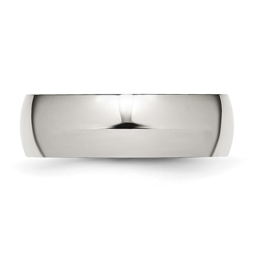 Alternate view of the 7mm Stainless Steel Polished Domed Comfort Fit Band by The Black Bow Jewelry Co.