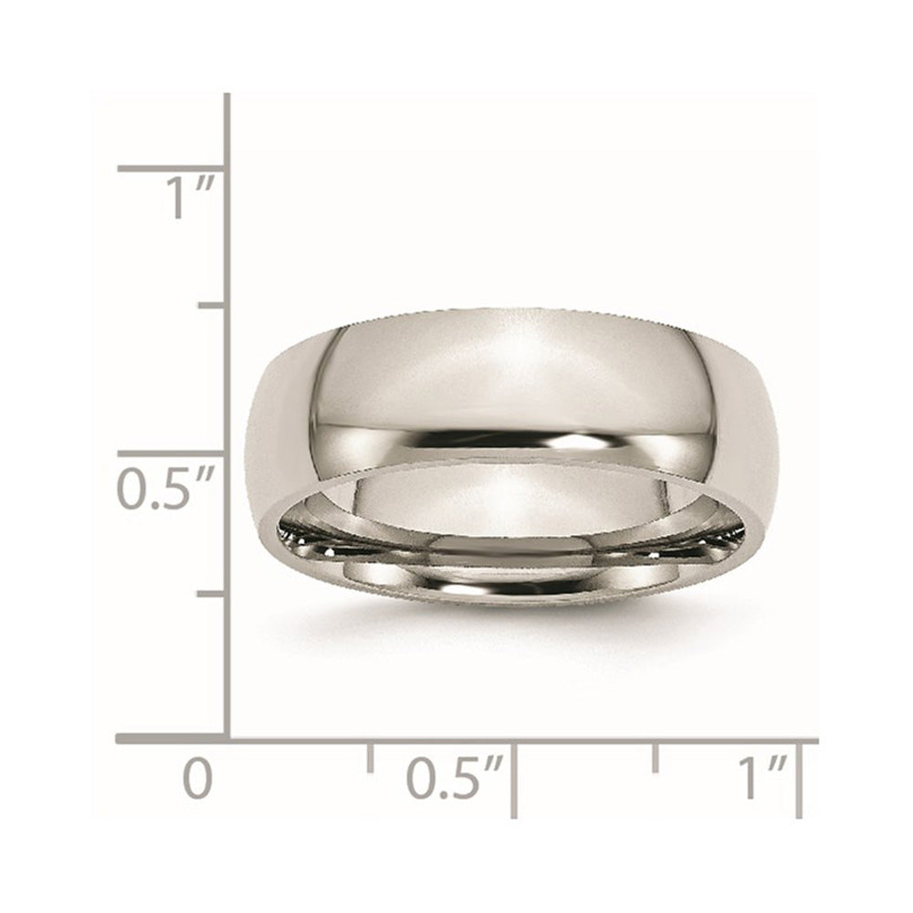 Alternate view of the 7mm Stainless Steel Polished Domed Comfort Fit Band by The Black Bow Jewelry Co.