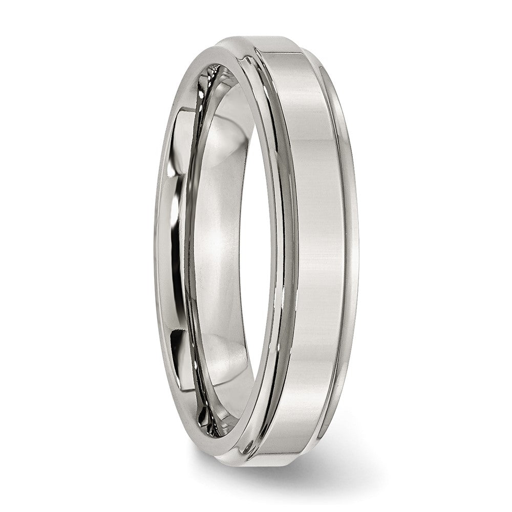 Alternate view of the 5mm Stainless Steel Polished Ridged Edge Standard Fit Band by The Black Bow Jewelry Co.