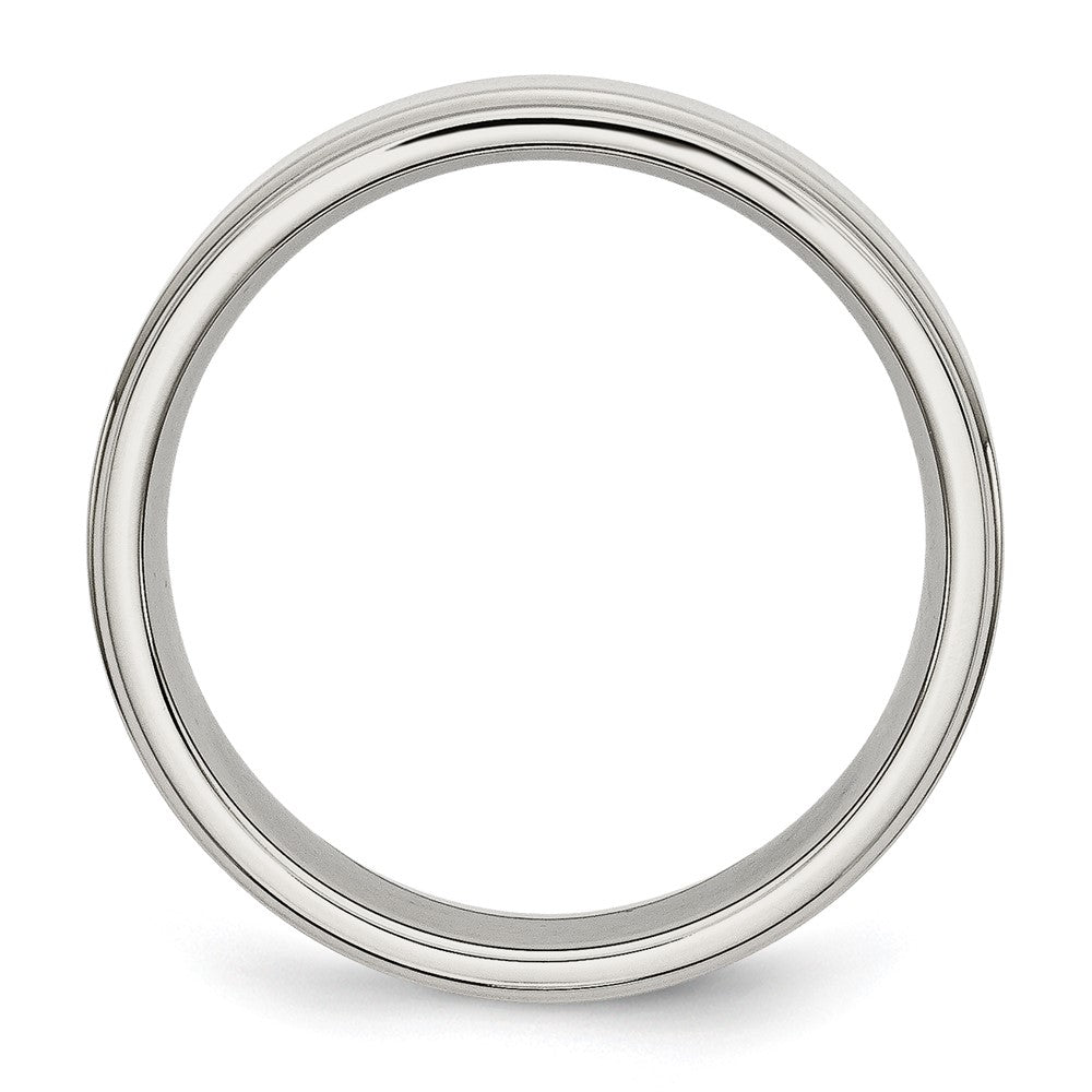 Alternate view of the 6mm Stainless Steel Polished Ridged Edge Standard Fit Band by The Black Bow Jewelry Co.