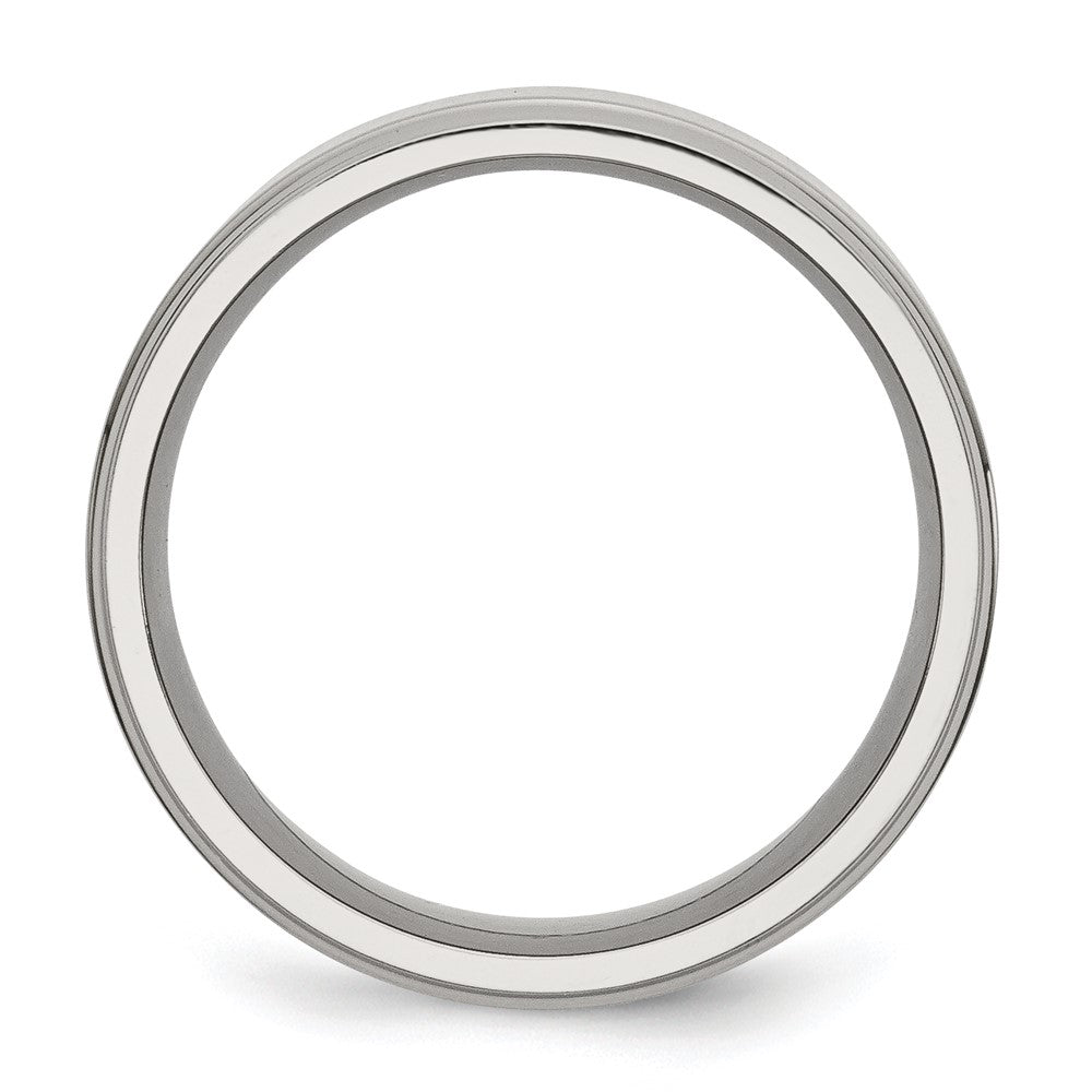 Alternate view of the 8mm Stainless Steel Polished Ridged Edge Comfort Fit Band by The Black Bow Jewelry Co.