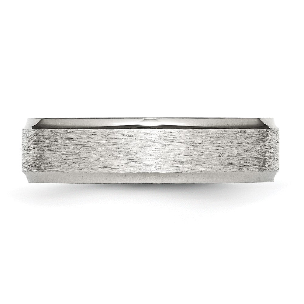 Alternate view of the 6mm Stainless Steel Brushed Center Ridged Edge Standard Fit Band by The Black Bow Jewelry Co.