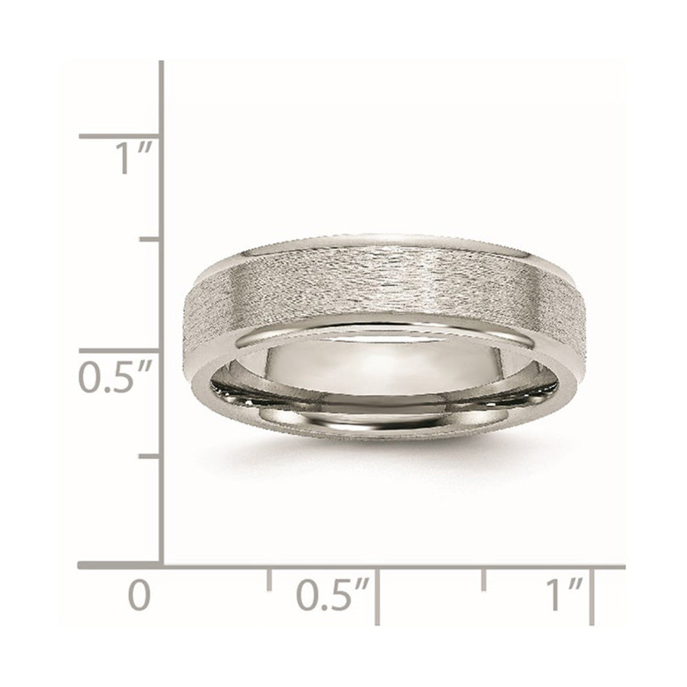 Alternate view of the 6mm Stainless Steel Brushed Center Ridged Edge Standard Fit Band by The Black Bow Jewelry Co.
