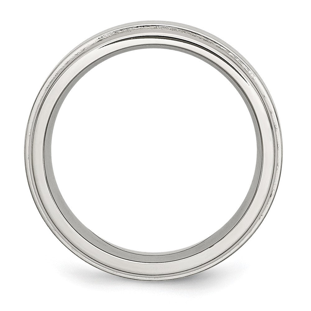 Alternate view of the 8mm Stainless Steel Brushed Flat Center Polished Grooved Edge Band by The Black Bow Jewelry Co.