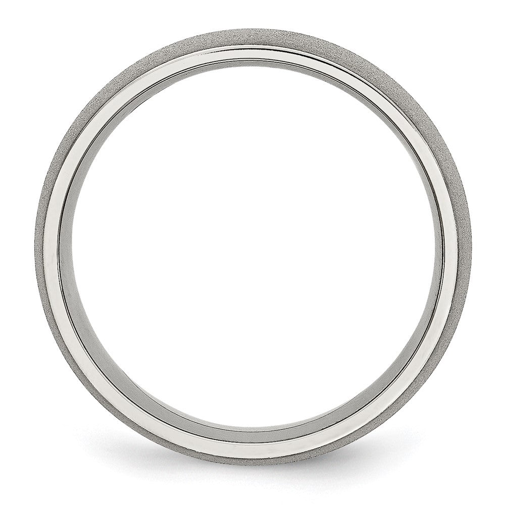 Alternate view of the 7mm Stainless Steel Textured Stone Finish Domed Standard Fit Band by The Black Bow Jewelry Co.
