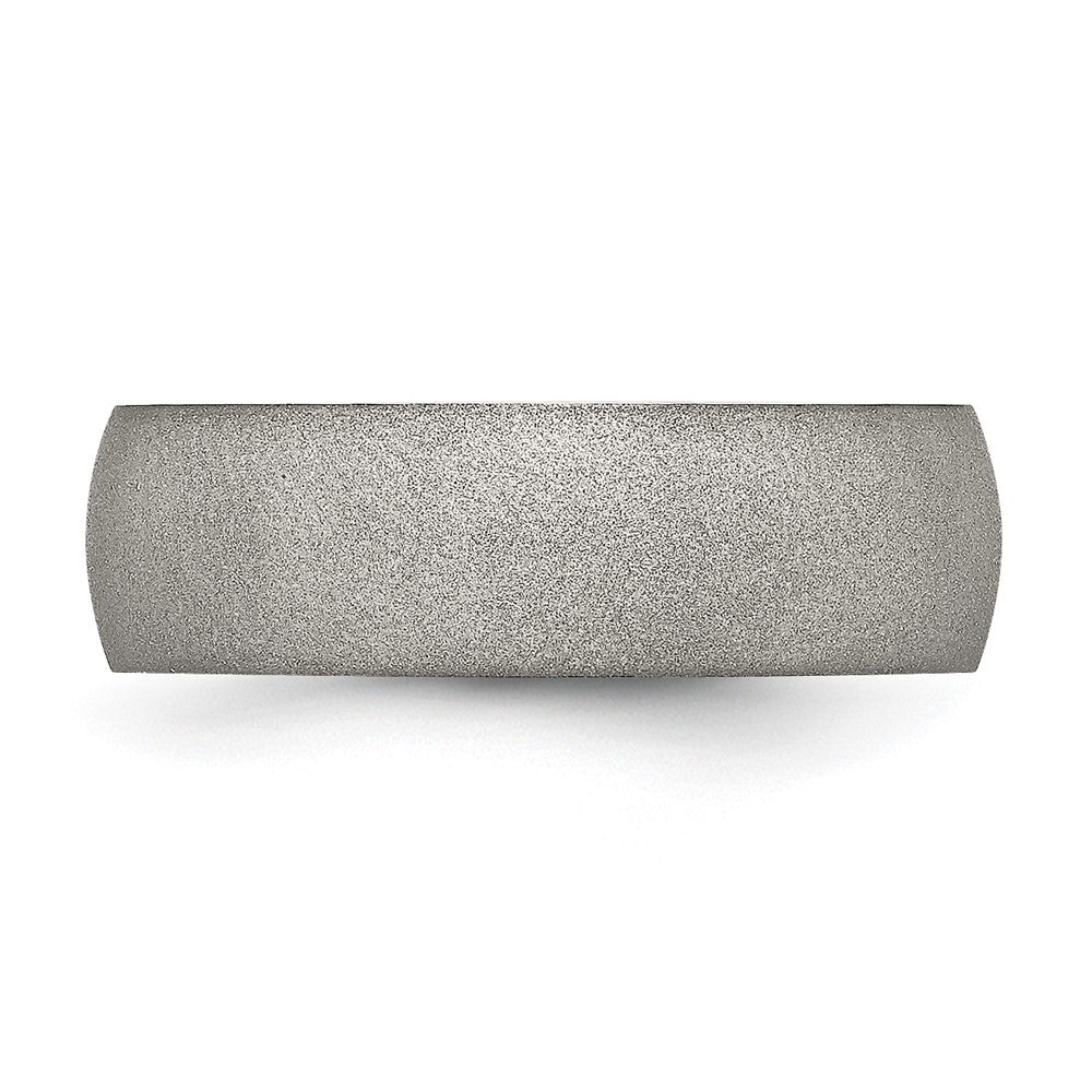 Alternate view of the 7mm Stainless Steel Textured Stone Finish Domed Standard Fit Band by The Black Bow Jewelry Co.