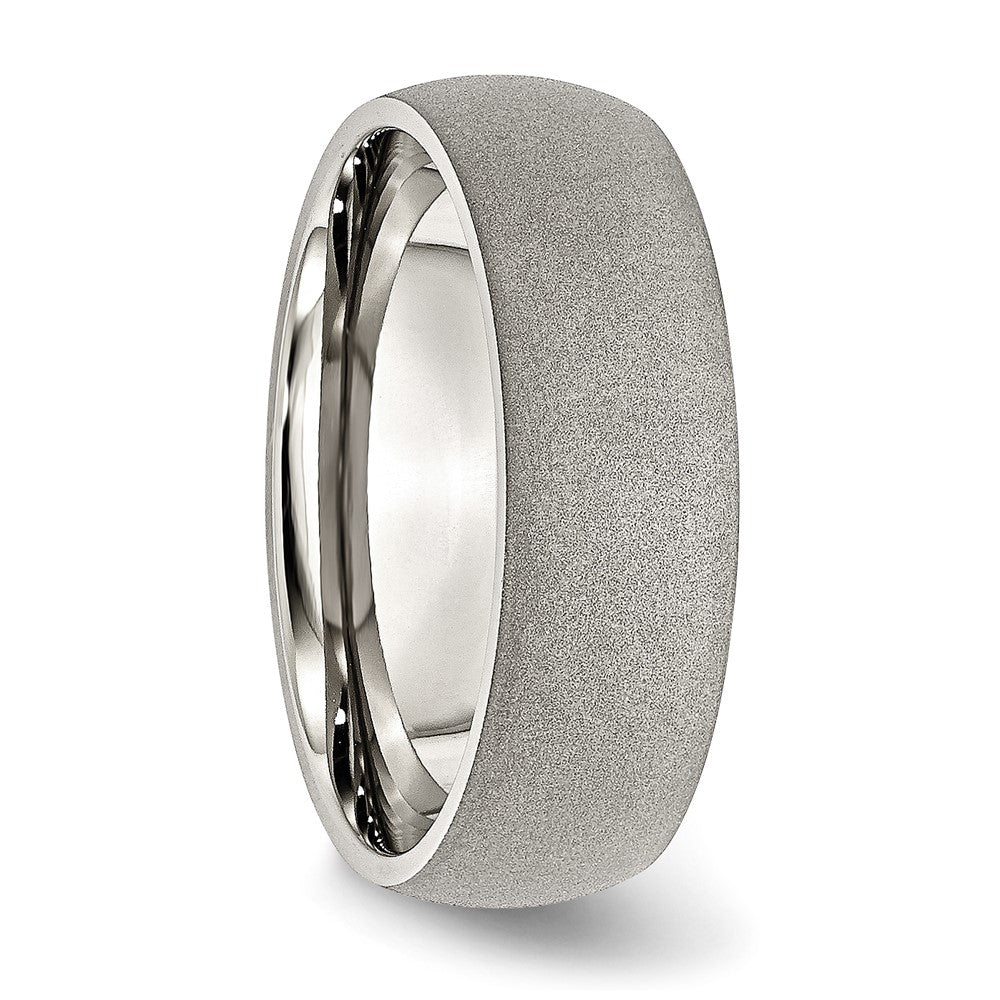 Alternate view of the 7mm Stainless Steel Textured Stone Finish Domed Standard Fit Band by The Black Bow Jewelry Co.