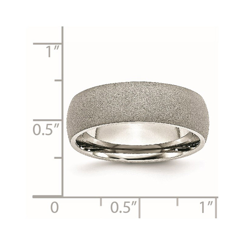 Alternate view of the 7mm Stainless Steel Textured Stone Finish Domed Standard Fit Band by The Black Bow Jewelry Co.