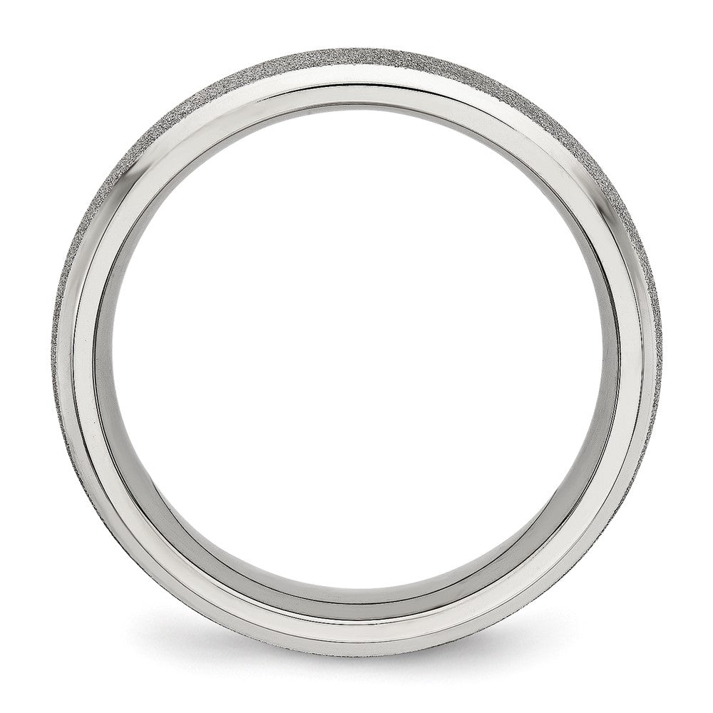 Alternate view of the 6mm Stainless Steel Stone Finish Beveled Edge Standard Fit Band by The Black Bow Jewelry Co.