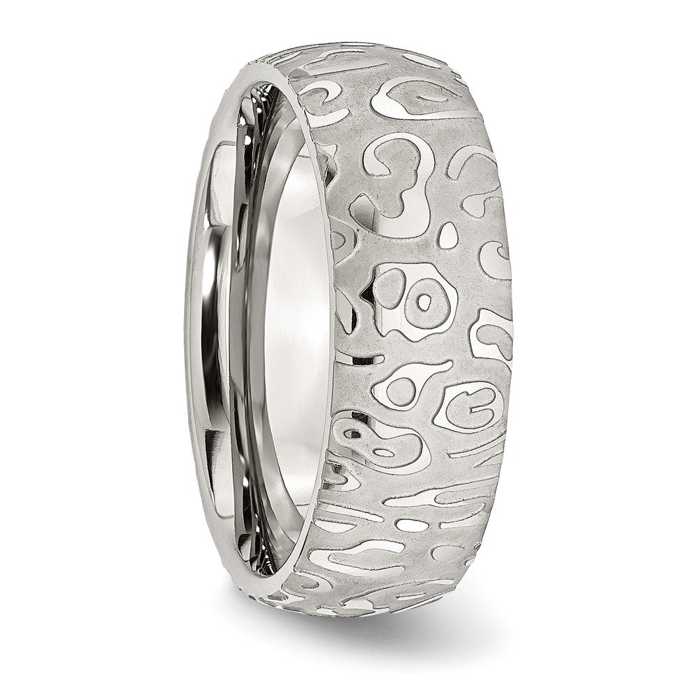 Alternate view of the 8mm Stainless Steel Satin & Polished Textured Comfort Fit Band by The Black Bow Jewelry Co.
