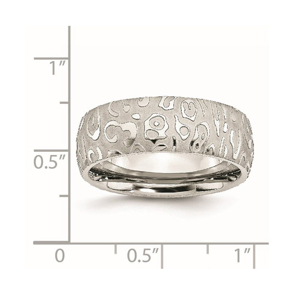 Alternate view of the 8mm Stainless Steel Satin & Polished Textured Comfort Fit Band by The Black Bow Jewelry Co.