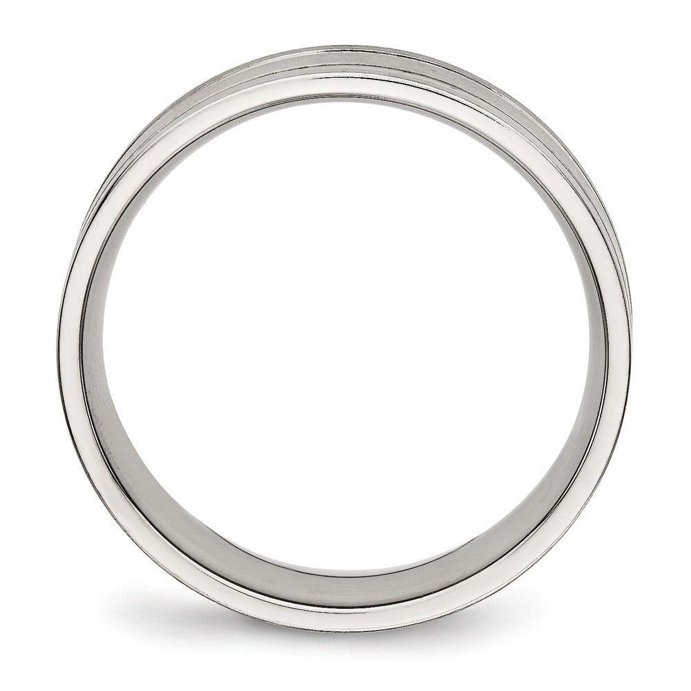Alternate view of the 6mm Stainless Steel Brushed & Polished Grooved Flat Standard Fit Band by The Black Bow Jewelry Co.