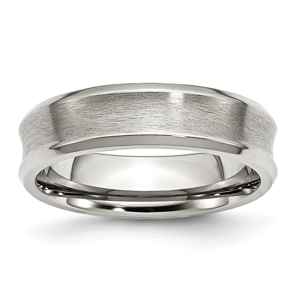 6mm Stainless Steel Concaved Beveled Edge Standard Fit Band, Item R12102 by The Black Bow Jewelry Co.