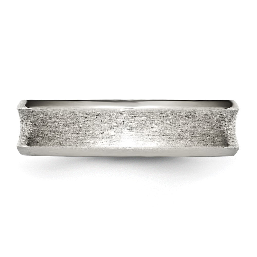 Alternate view of the 6mm Stainless Steel Concaved Beveled Edge Standard Fit Band by The Black Bow Jewelry Co.