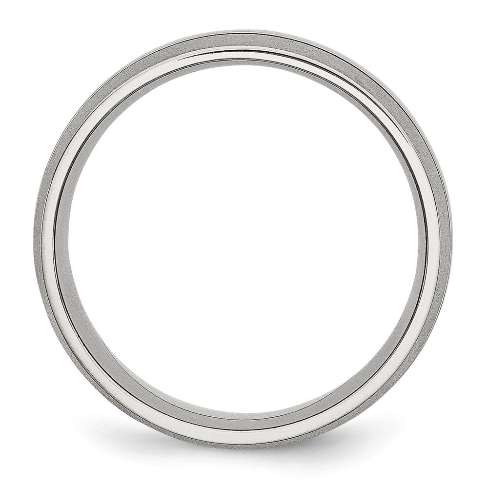 Alternate view of the Men's 8mm Stainless Steel Grooved Brushed Edge Standard Fit Band by The Black Bow Jewelry Co.