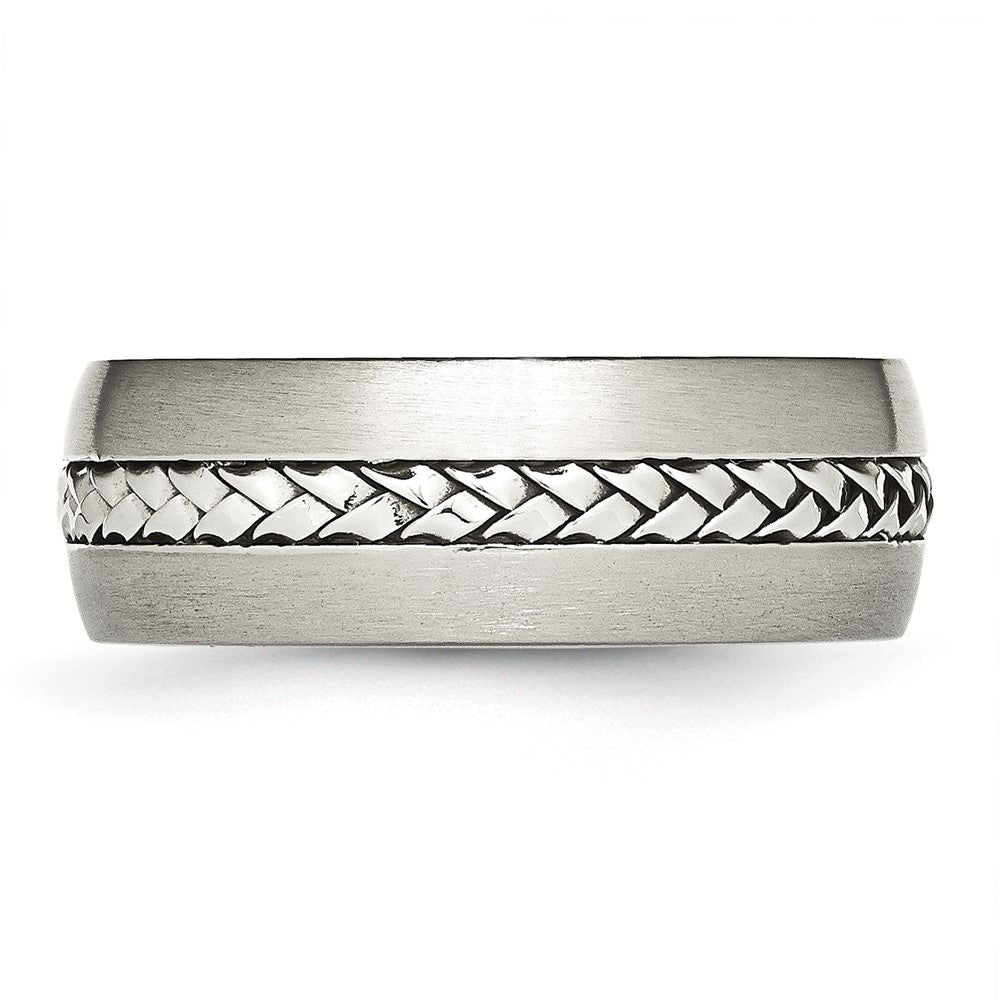 Alternate view of the 8mm Stainless Steel Braided Center Domed Standard Fit Band by The Black Bow Jewelry Co.