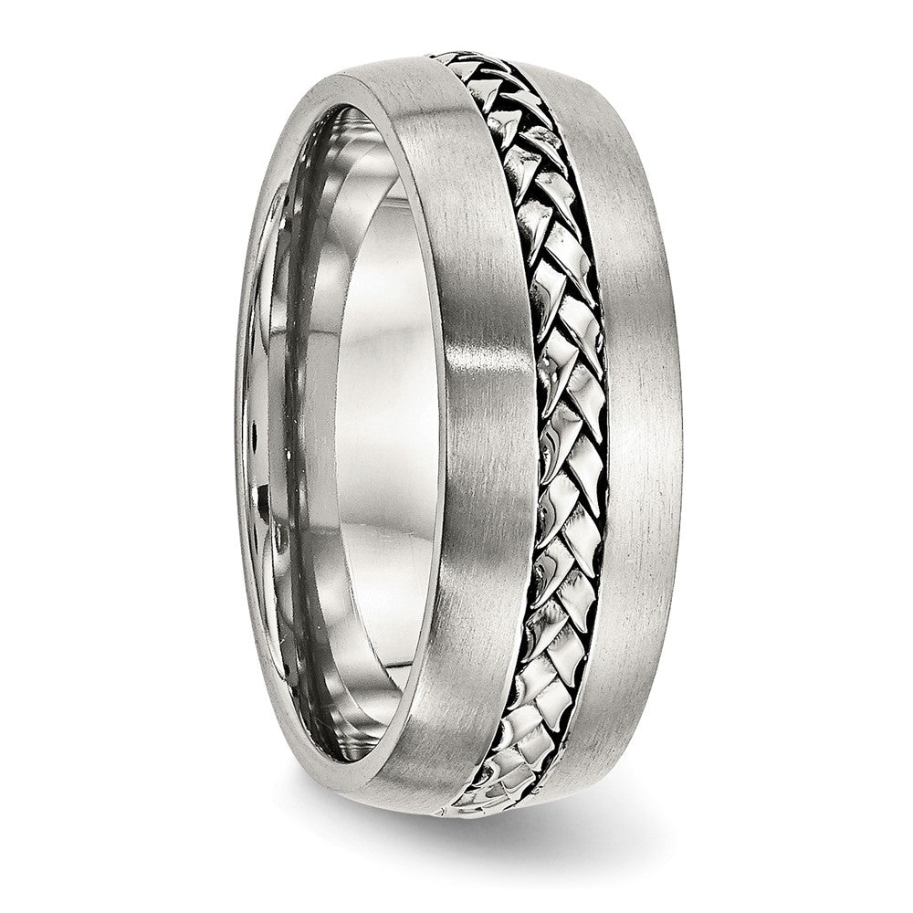 Alternate view of the 8mm Stainless Steel Braided Center Domed Standard Fit Band by The Black Bow Jewelry Co.