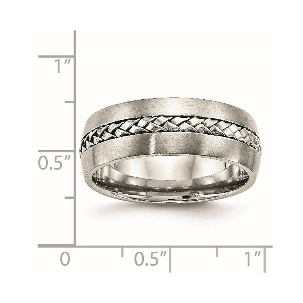 Alternate view of the 8mm Stainless Steel Braided Center Domed Standard Fit Band by The Black Bow Jewelry Co.