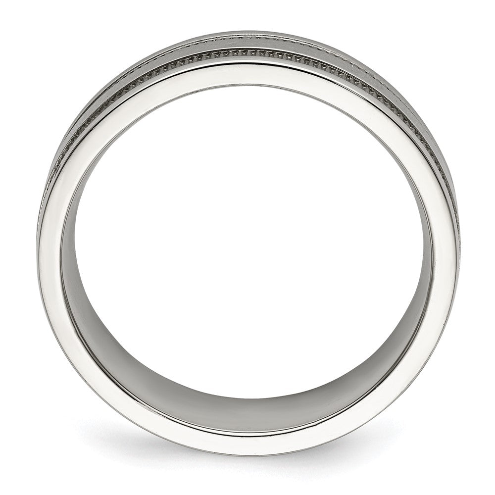 Alternate view of the 6mm Stainless Steel Coin Edge Grooved Standard Fit Band by The Black Bow Jewelry Co.