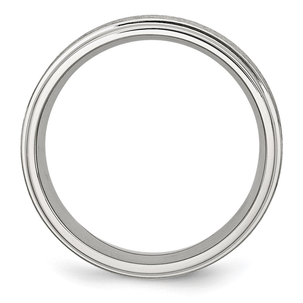 Alternate view of the Men's 8mm Stainless Steel Brushed Center Grooved Edge Comfort Fit Band by The Black Bow Jewelry Co.