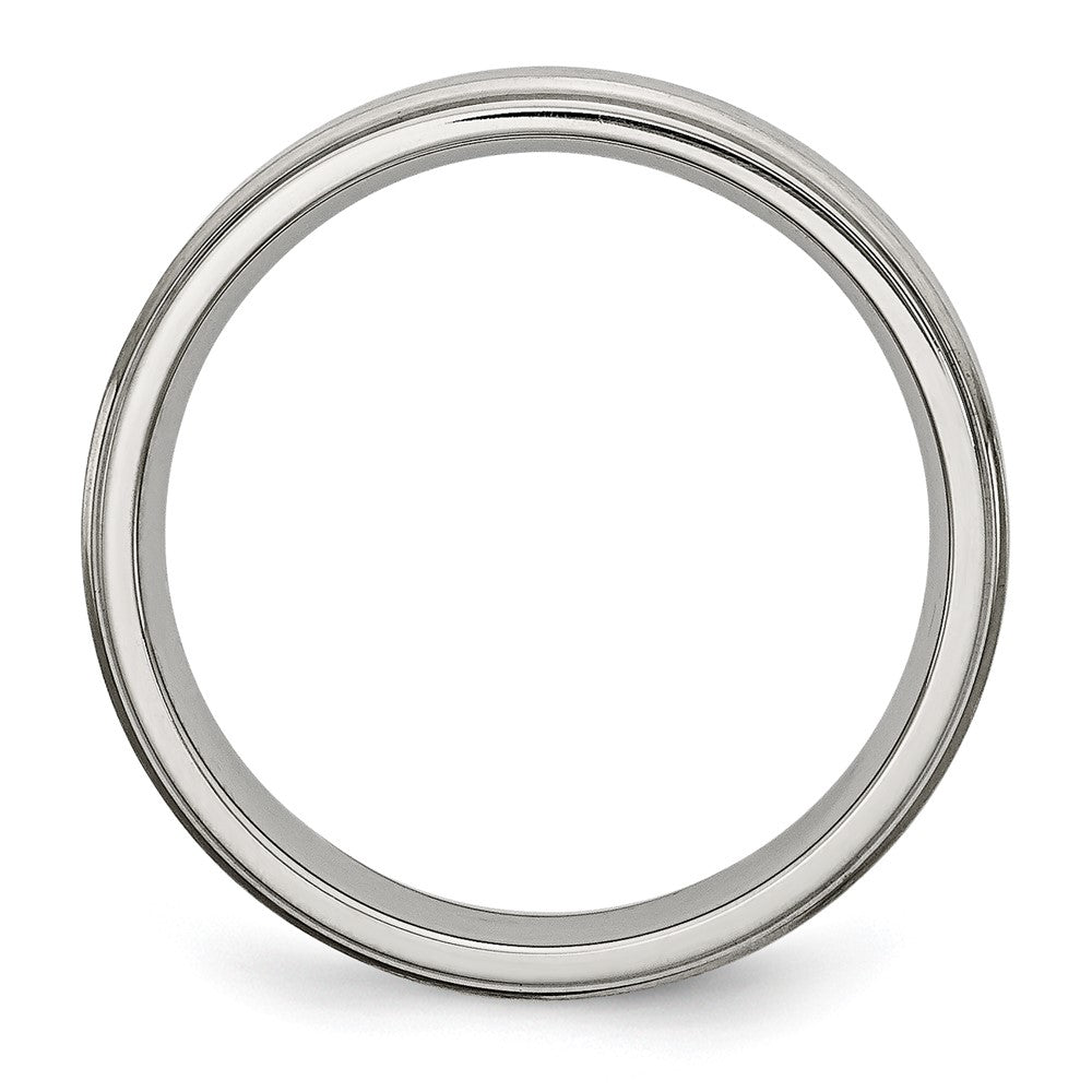 Alternate view of the 6mm Stainless Steel Brushed Center Ridged Edge Comfort Fit Band by The Black Bow Jewelry Co.