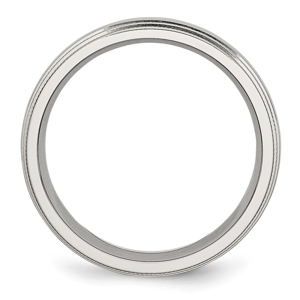 Alternate view of the 6mm Stainless Steel Double Grooved & Beaded Edge Standard Fit Band by The Black Bow Jewelry Co.
