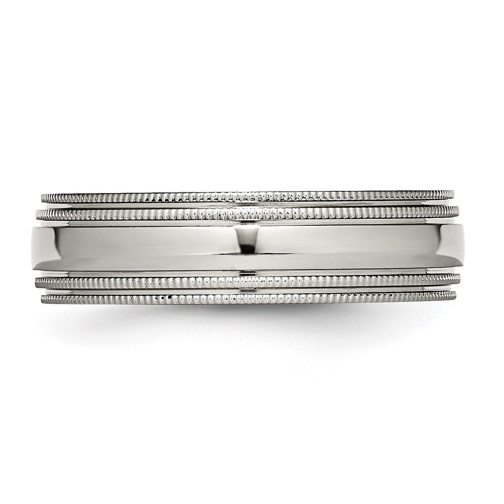 Alternate view of the 6mm Stainless Steel Double Grooved &amp; Beaded Edge Standard Fit Band by The Black Bow Jewelry Co.
