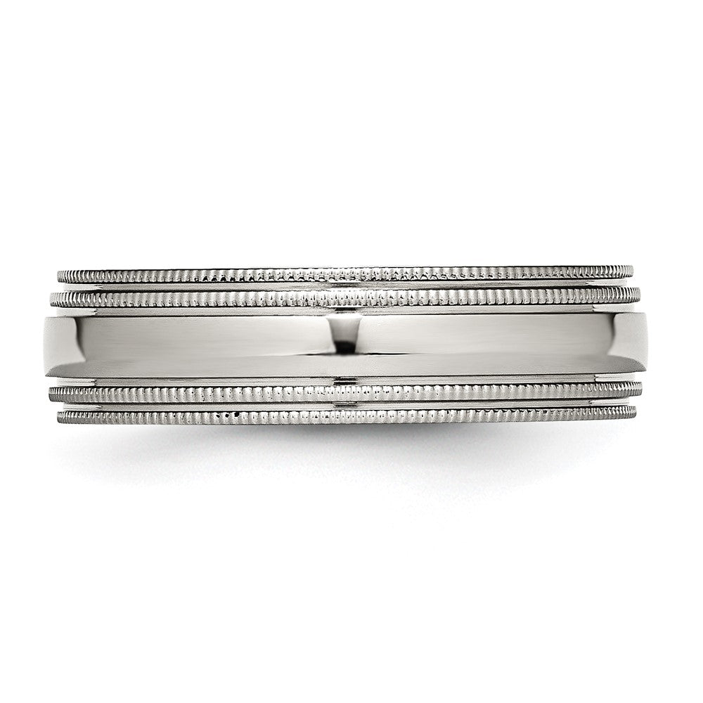 Alternate view of the 6mm Stainless Steel Double Grooved & Beaded Edge Standard Fit Band by The Black Bow Jewelry Co.