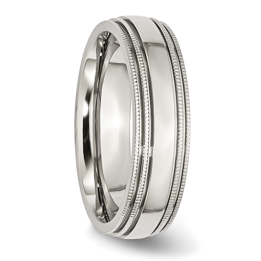 Alternate view of the 6mm Stainless Steel Double Grooved & Beaded Edge Standard Fit Band by The Black Bow Jewelry Co.