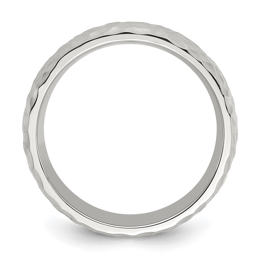 Alternate view of the 7.5mm Stainless Steel Brushed Hammered Domed Standard Fit Band by The Black Bow Jewelry Co.