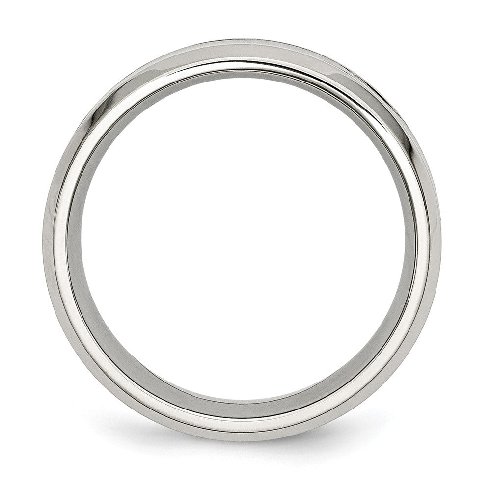 Alternate view of the Men's 8mm Stainless Steel Koa Wood & Enamel Beveled Standard Fit Band by The Black Bow Jewelry Co.