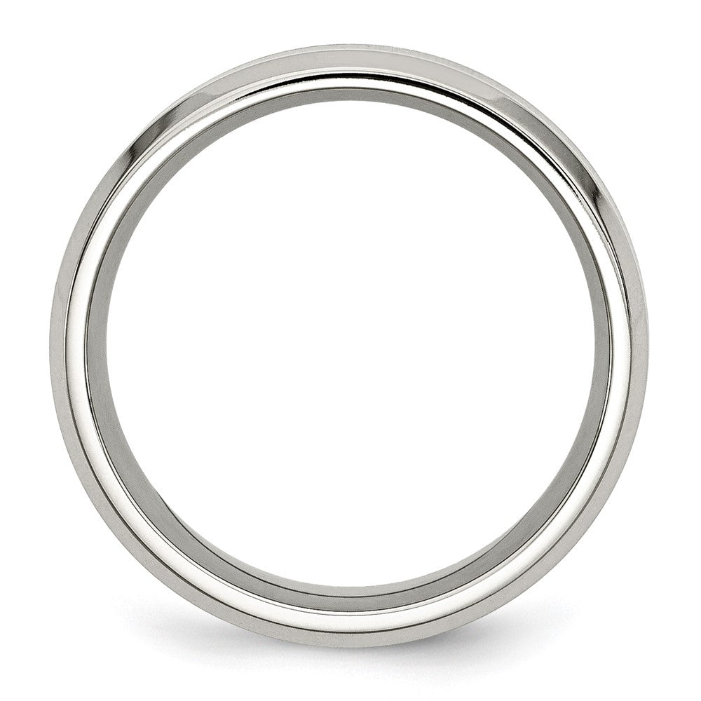 Alternate view of the Men's 8mm Stainless Steel Blk Koa Wood Enamel Beveled Comfort Fit Band by The Black Bow Jewelry Co.