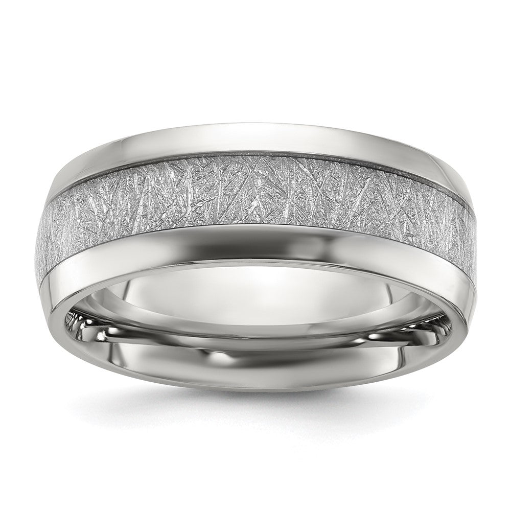 8mm Stainless Steel Glitter Paper Inlay & Enamel Domed Band, Item R12133 by The Black Bow Jewelry Co.
