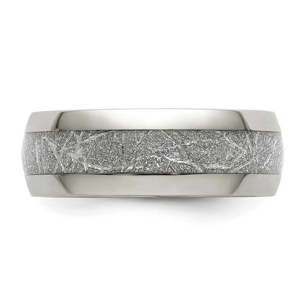 Alternate view of the 8mm Stainless Steel Glitter Paper Inlay & Enamel Domed Band by The Black Bow Jewelry Co.