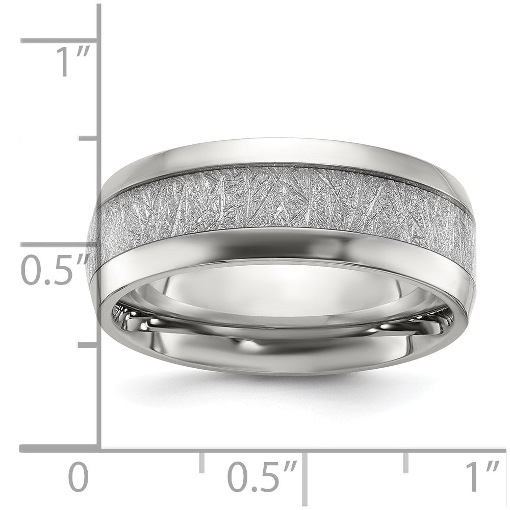 Alternate view of the 8mm Stainless Steel Glitter Paper Inlay & Enamel Domed Band by The Black Bow Jewelry Co.