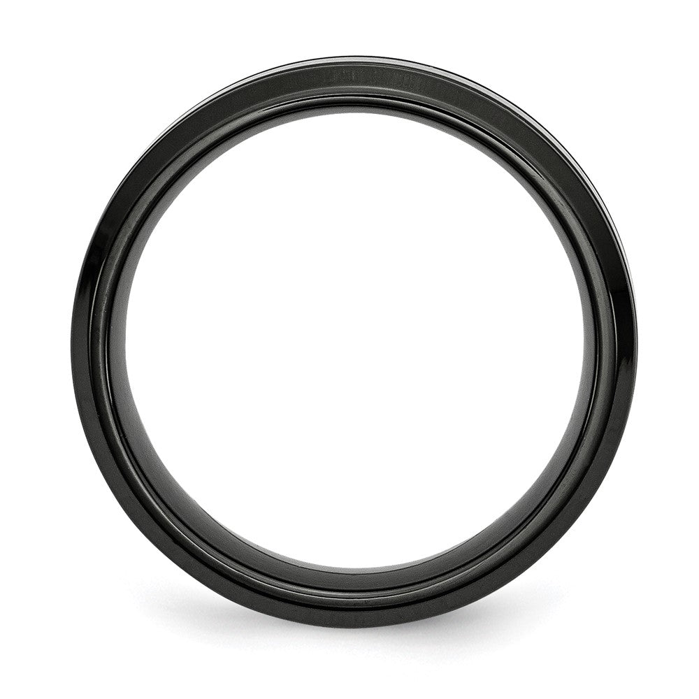 Alternate view of the 7mm Black Plated Stainless Steel Grooved Standard Fit Band by The Black Bow Jewelry Co.