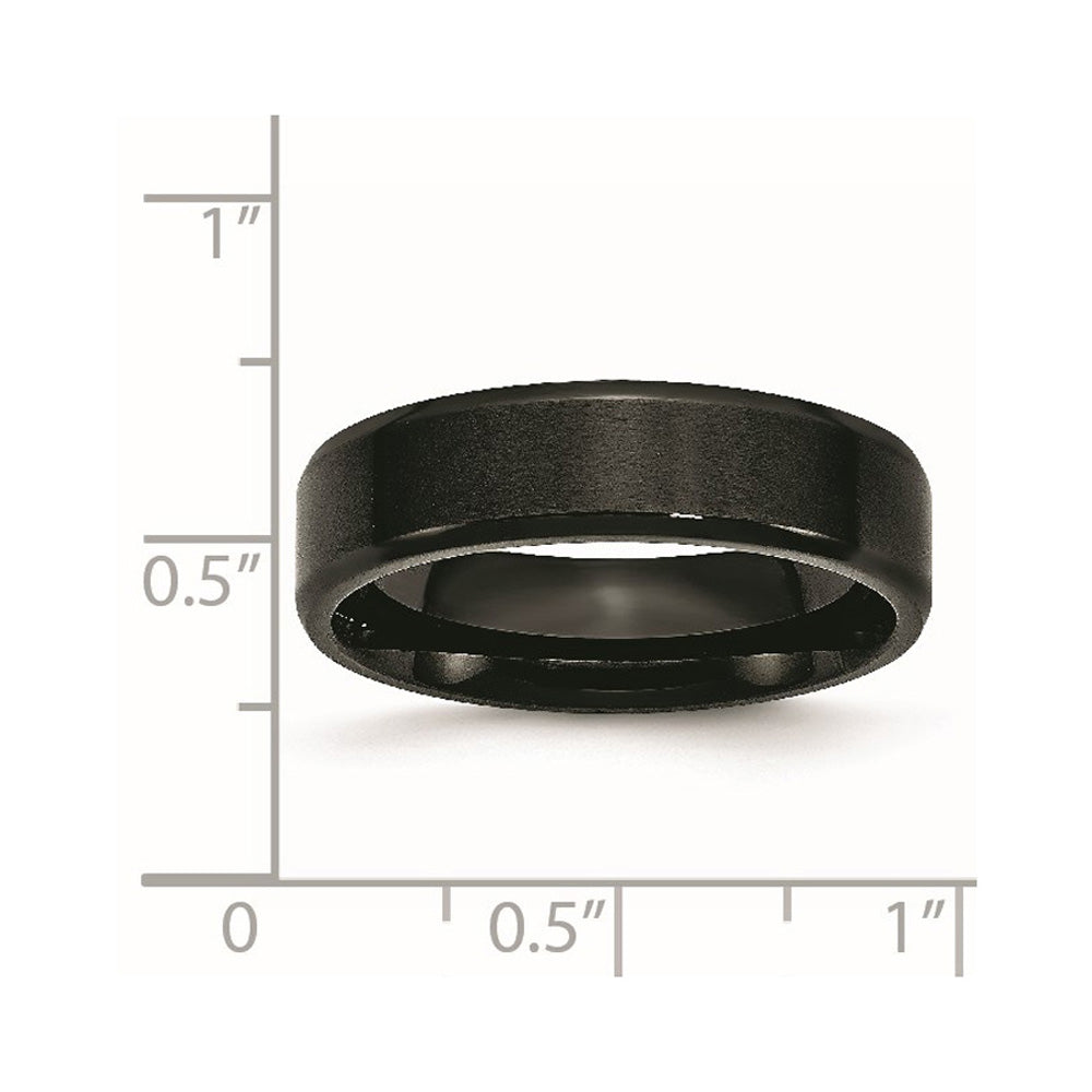 Alternate view of the 6mm Black Plated Stainless Steel Brushed & Beveled Edge Band by The Black Bow Jewelry Co.