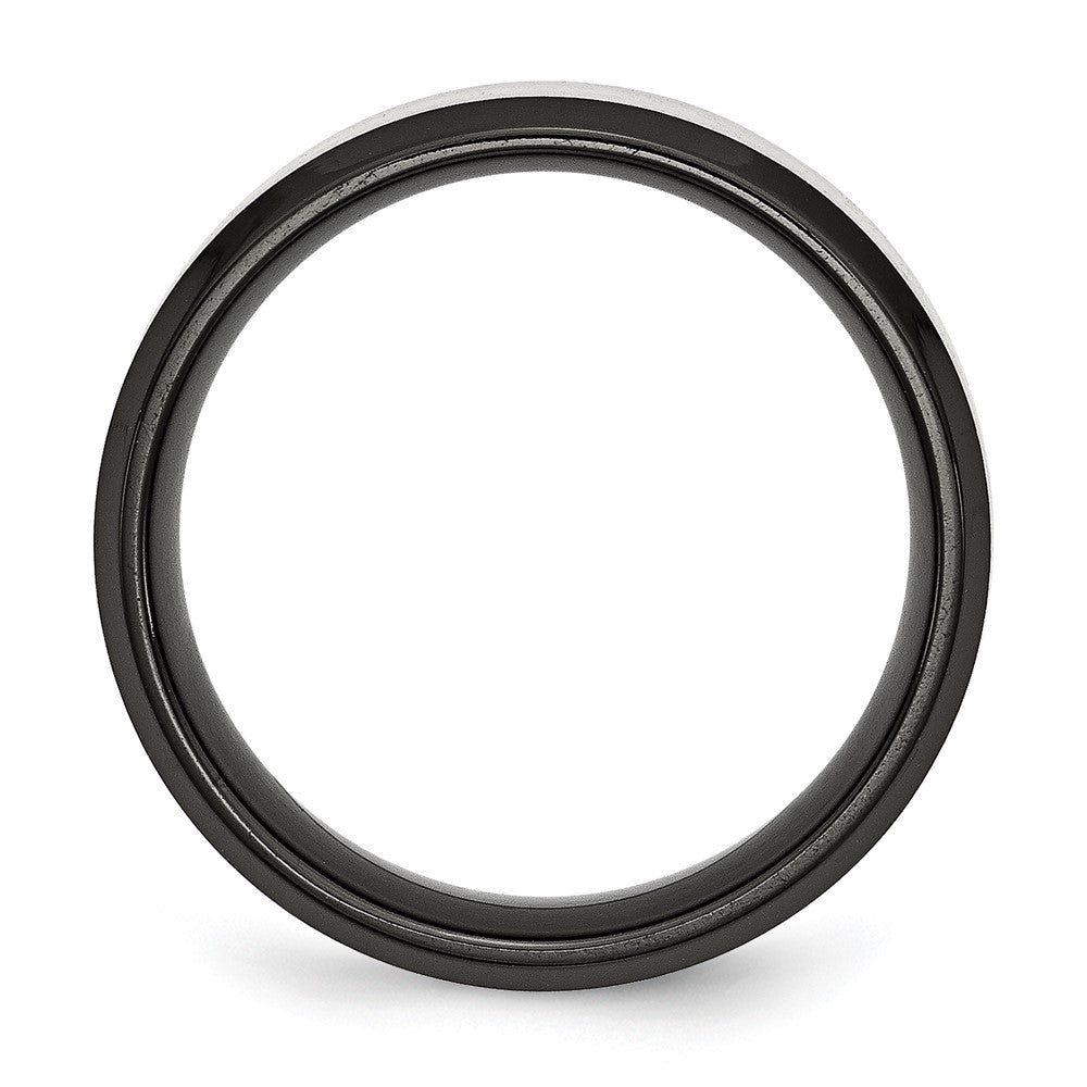 Alternate view of the Men's 8mm Stainless Steel & Black Plated Beveled Edge Band by The Black Bow Jewelry Co.
