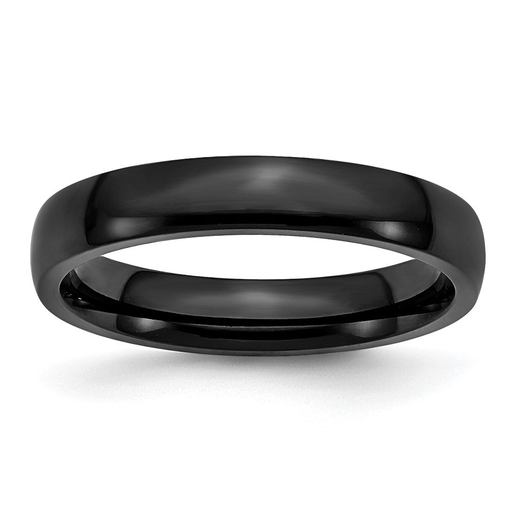 4mm Black Plated Stainless Steel Polished Domed Band, Item R12152 by The Black Bow Jewelry Co.