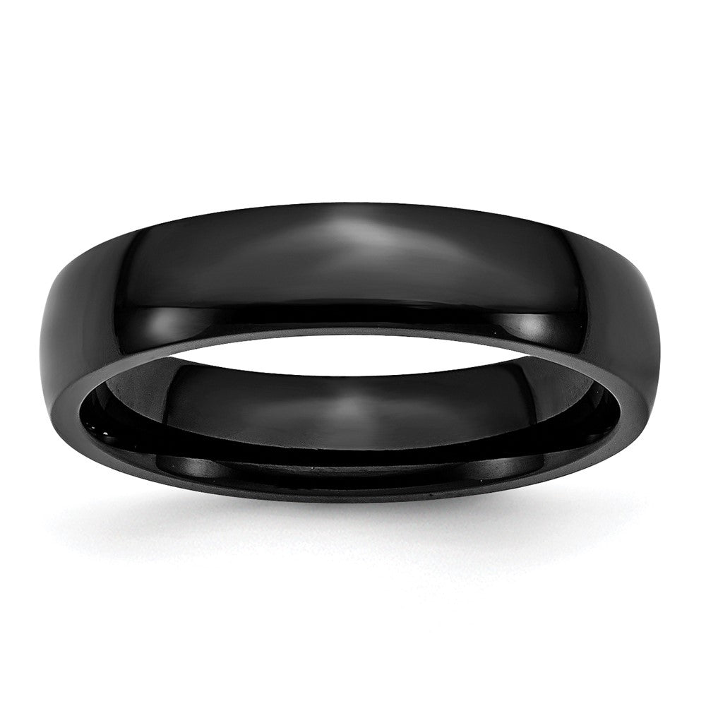 5mm Black Plated Stainless Steel Polished Domed Band, Item R12153 by The Black Bow Jewelry Co.