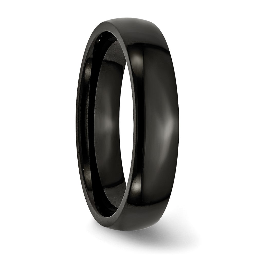 Alternate view of the 5mm Black Plated Stainless Steel Polished Domed Band by The Black Bow Jewelry Co.