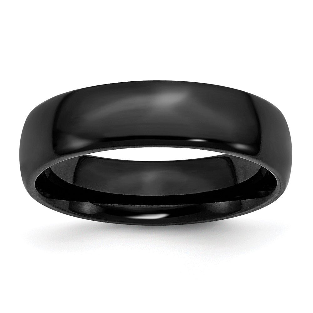 6mm Black Plated Stainless Steel Polished Domed Band, Item R12154 by The Black Bow Jewelry Co.