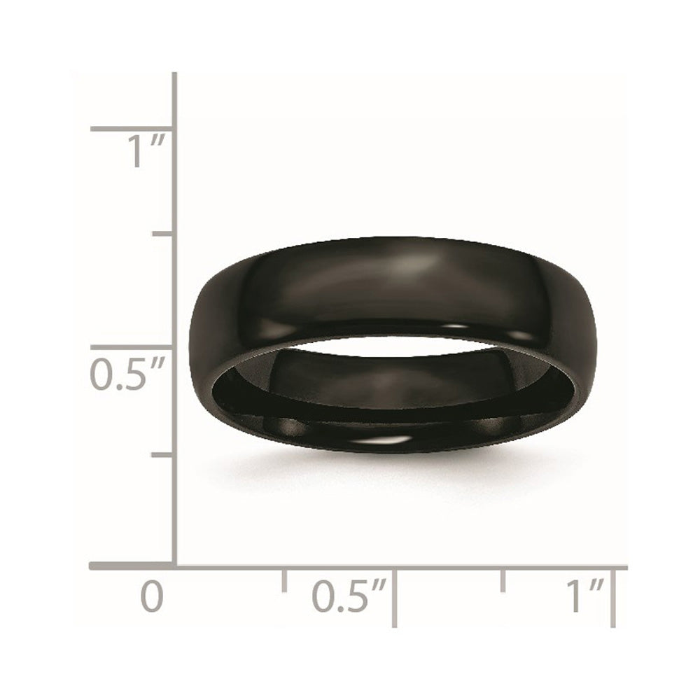 Alternate view of the 6mm Black Plated Stainless Steel Polished Domed Band by The Black Bow Jewelry Co.