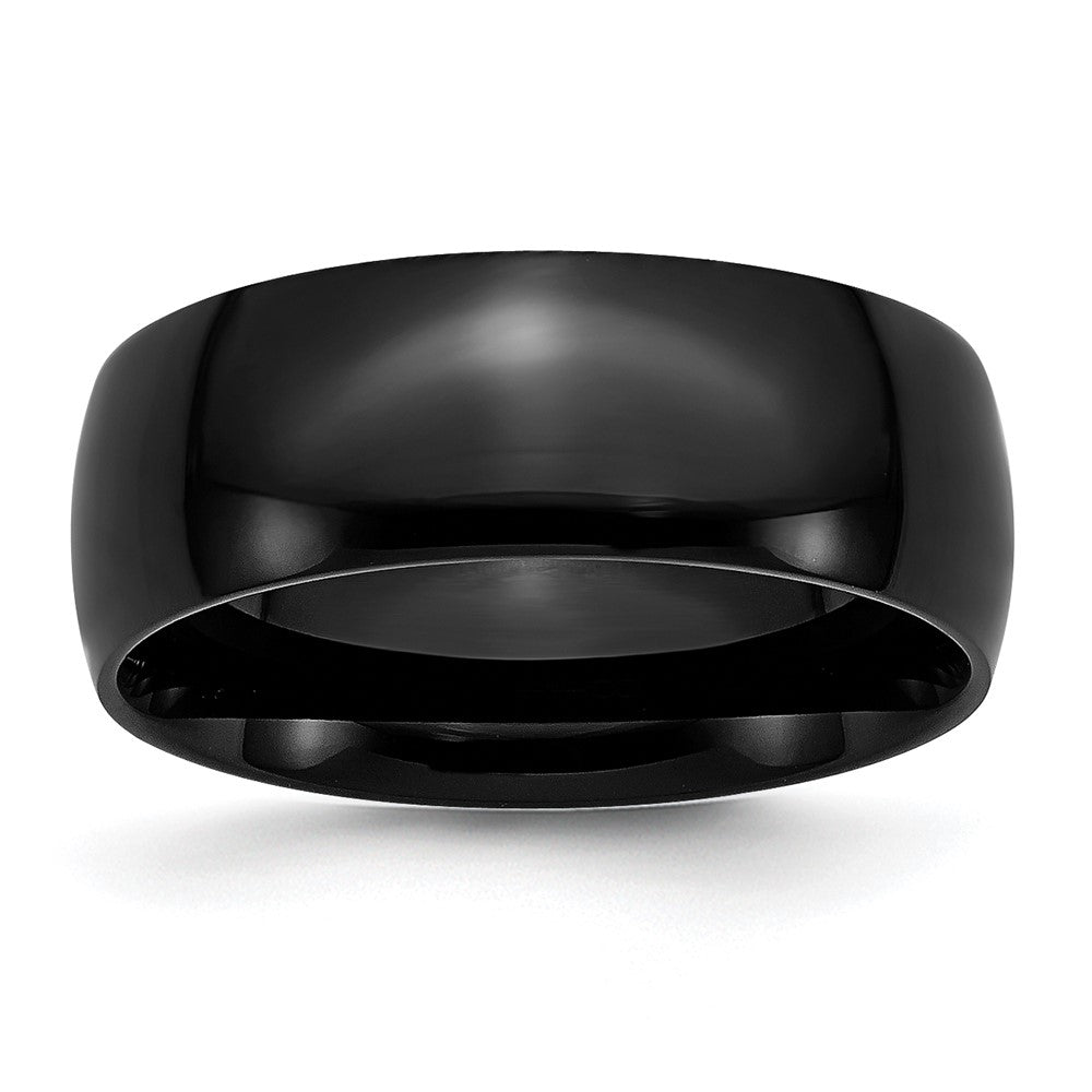 Men's 8mm Black Plated Stainless Steel Polished Domed Band, Item R12156 by The Black Bow Jewelry Co.