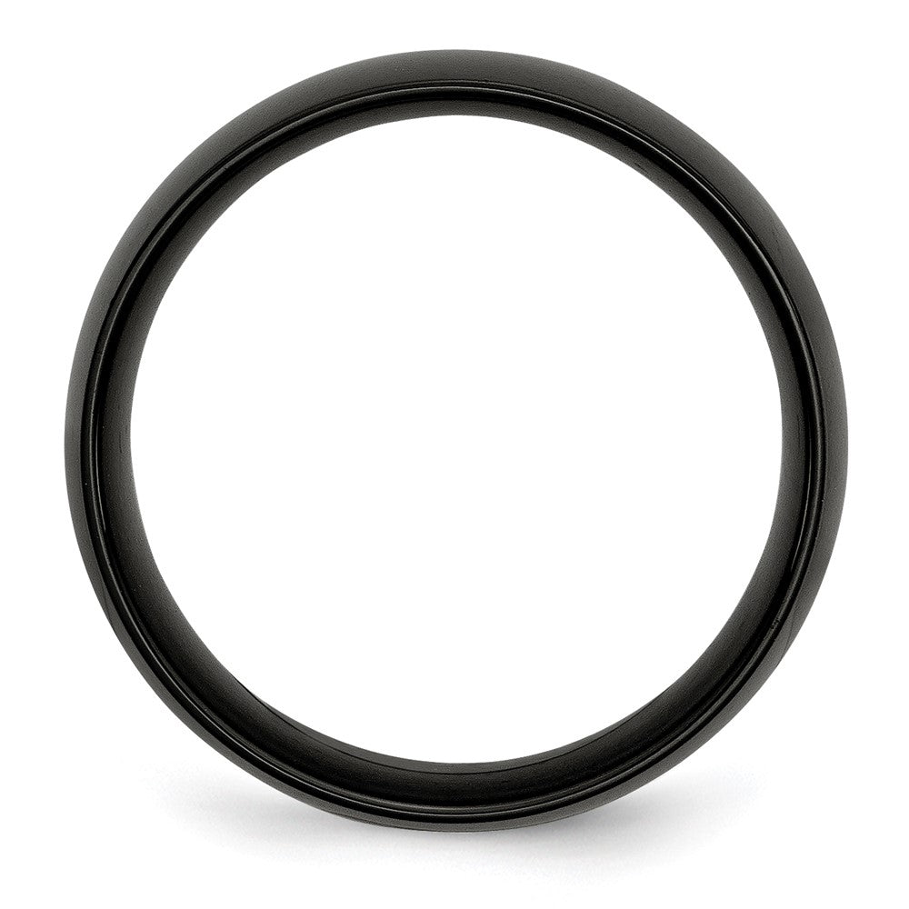 Alternate view of the Men's 8mm Black Plated Stainless Steel Polished Domed Band by The Black Bow Jewelry Co.