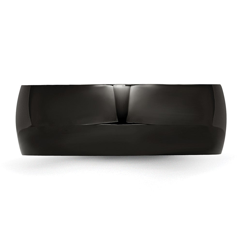 Alternate view of the Men's 8mm Black Plated Stainless Steel Polished Domed Band by The Black Bow Jewelry Co.