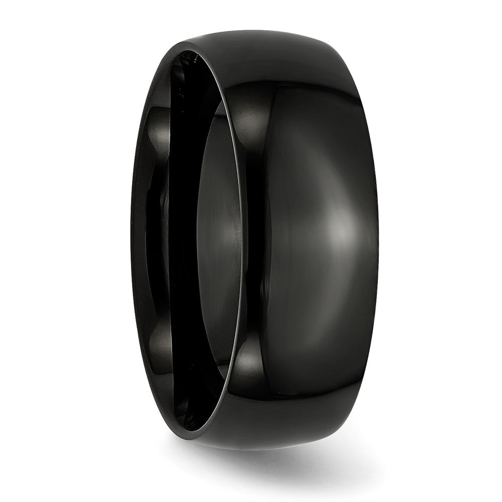 Alternate view of the Men's 8mm Black Plated Stainless Steel Polished Domed Band by The Black Bow Jewelry Co.