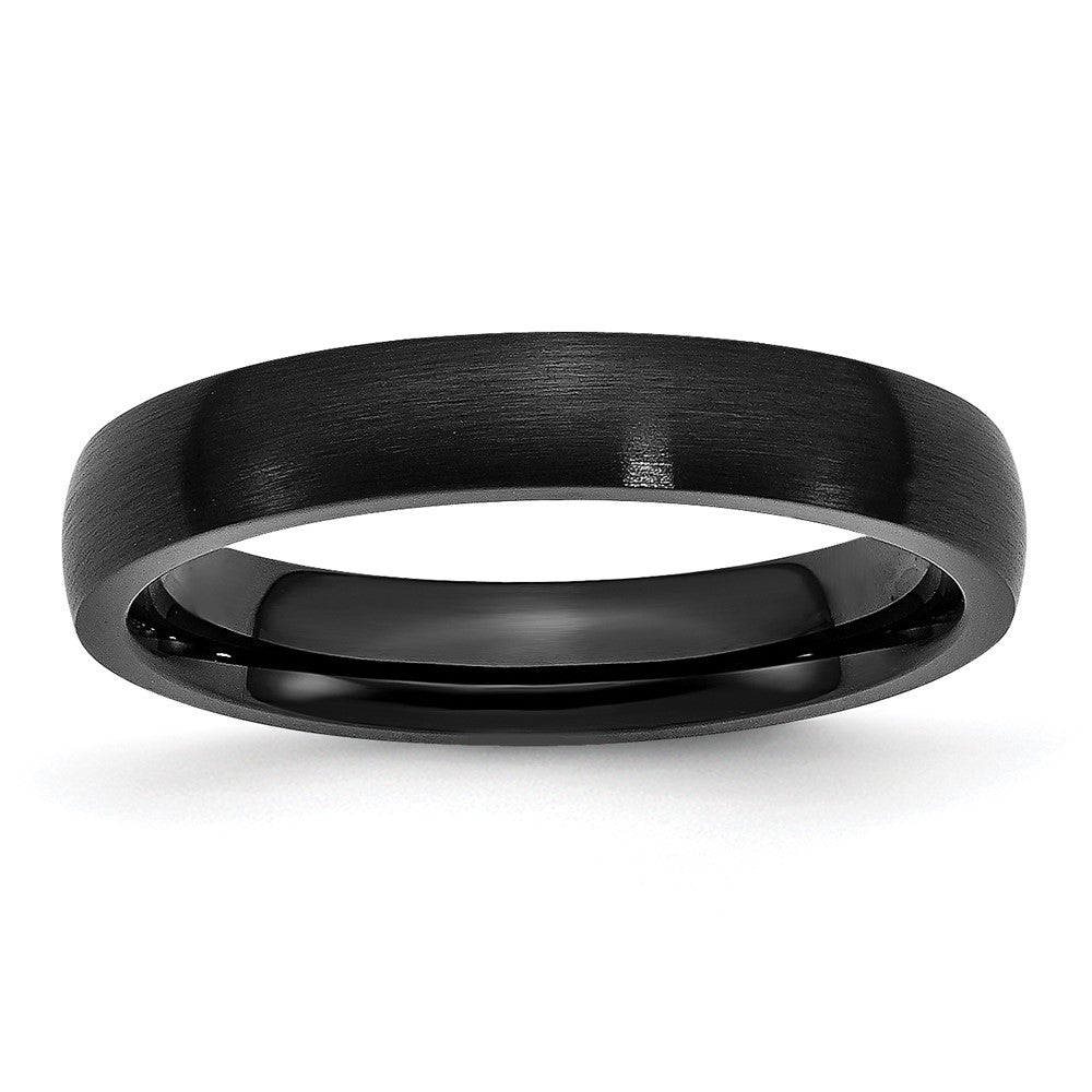4mm Black Plated Stainless Steel Brushed Domed Band, Item R12157 by The Black Bow Jewelry Co.