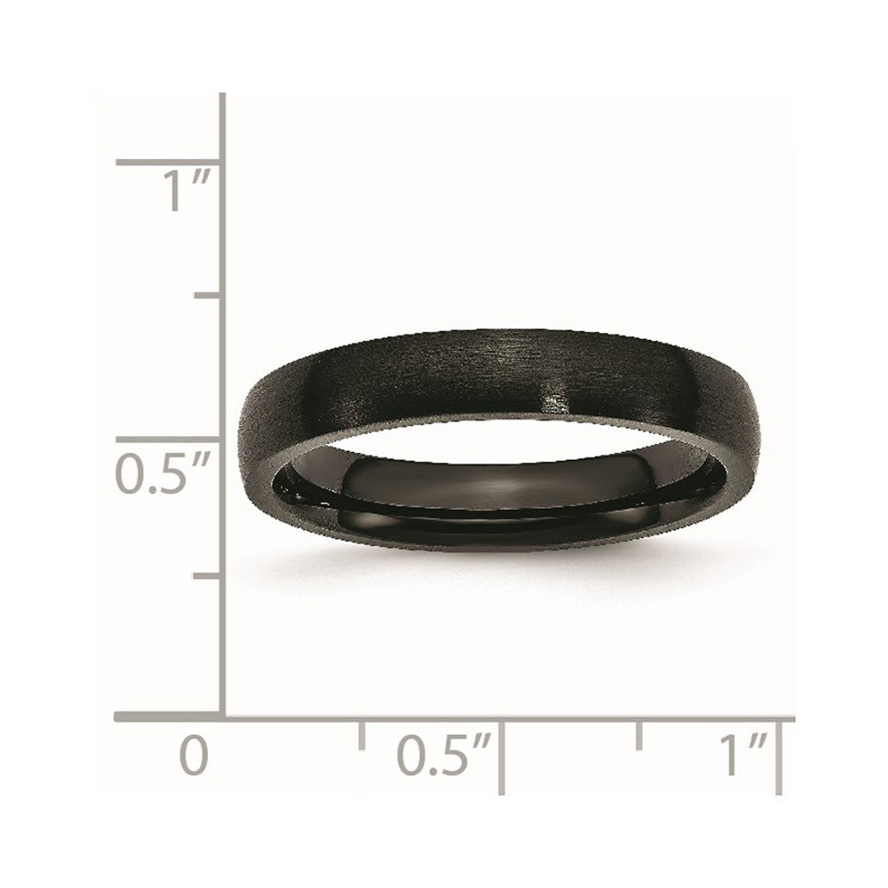 Alternate view of the 4mm Black Plated Stainless Steel Brushed Domed Band by The Black Bow Jewelry Co.