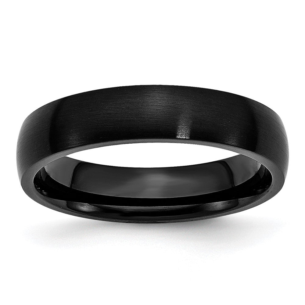 5mm Black Plated Stainless Steel Brushed Domed Band, Item R12158 by The Black Bow Jewelry Co.